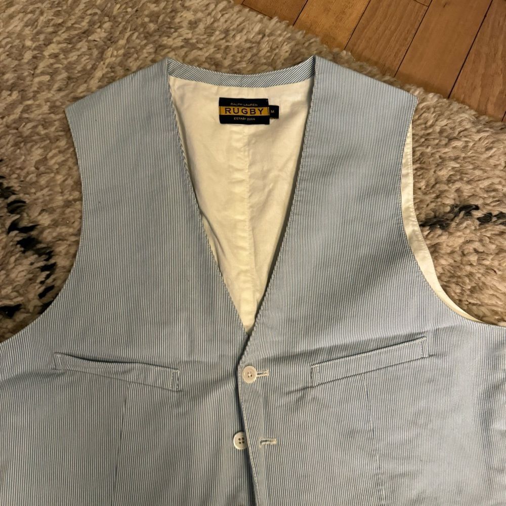 RUGBY RALPH LAUREN blue seersucker vest - Picture 4 of 4